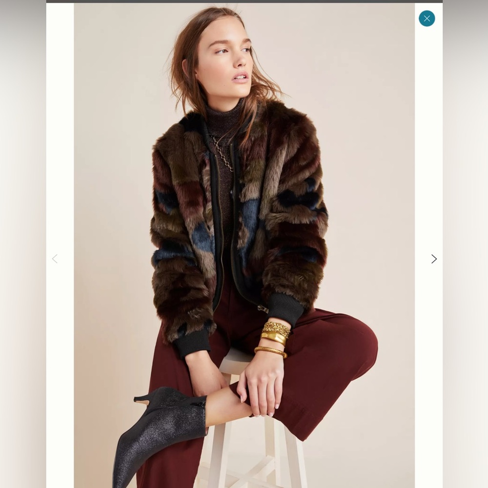 Marrakech Faux Fur Bomber Jacket, size Small
